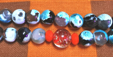 Chapelet Tibétain mala en agate bleue - Pour la pratique du Bouddha de médecine Sangye Menla. La Magie du Bouddha.