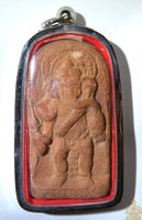 Amulette Népalaise du dieu éléphant Ganesh debout - tablette votive en terre cuite. La Magie du Bouddha.