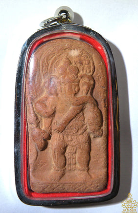 Amulette Népalaise du dieu éléphant Ganesh debout - tablette votive en terre cuite. La Magie du Bouddha.
