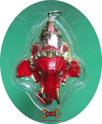 Amulette masque de Ganesh rouge - Vénérable Phra Ajarn Song. La Magie du Bouddha.