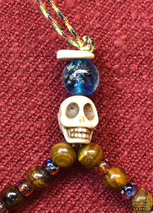 Chapelet Tibétain mala en oeil de tigre. La Magie du Bouddha.