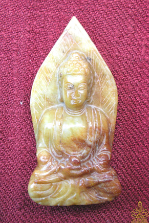Statuette de Bouddha en jadéite orangée - Vénérable Lersi Tafai. La Magie du Bouddha.