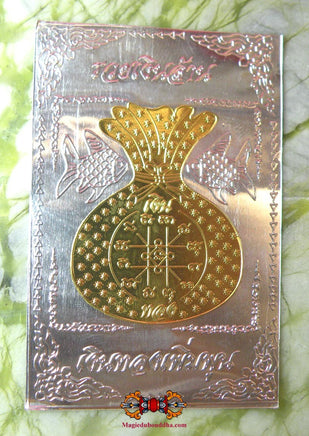 Carte magique de fortune Yant Ruay Ngern Lan (Sac de fortune). La Magie du Bouddha.