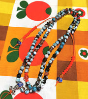 Chapelet Tibétain mala en agate bleue - Pour la pratique du Bouddha de médecine Sangye Menla. La Magie du Bouddha.