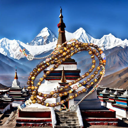 Chapelet Tibétain mala en oeil de tigre. La Magie du Bouddha.