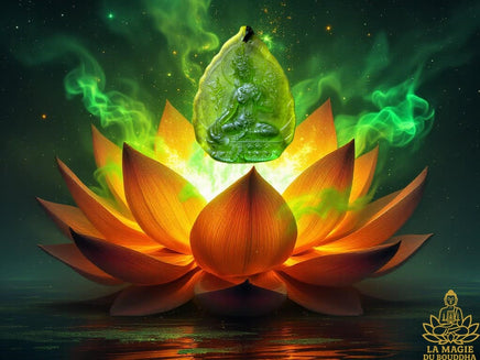 Collier en verre de Tara verte. La Magie du Bouddha.