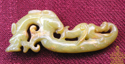 Amulettes Dragons en Jadéite Vert-Orangée – Vénérable Lersi Tafai. La Magie du Bouddha.