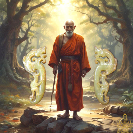 Amulettes Dragons en Jadéite Vert-Orangée – Vénérable Lersi Tafai. La Magie du Bouddha.
