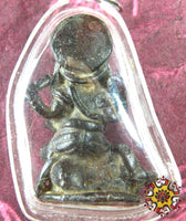 Statuette ancienne du Dieu éléphant Ganesh monté sur le rat Mooshika. La Magie du Bouddha.