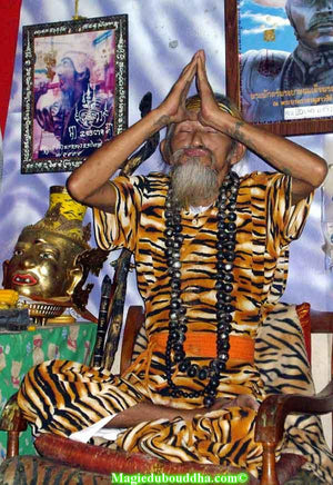 Galet-Pendentif Œil de Tigre – Bénédiction du Vénérable Lersi Tafai. La Magie du Bouddha.