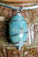 Collier Shiva Lingam en amazonite. La Magie du Bouddha.