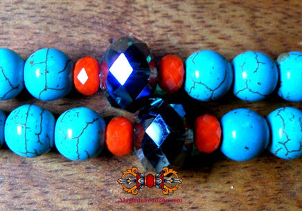 Chapelet Tibétain couleur turquoise - Pour la pratique du Bouddha de médecine Sangye Menla. La Magie du Bouddha.