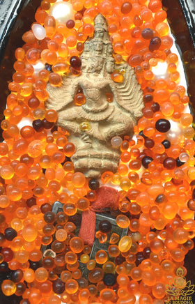 Reliquaire canard birman noir et or – Déité tantrique, sarira et offrandes sacrées La Magie du Bouddha.