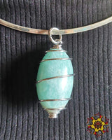 Collier Shiva Lingam en amazonite. La Magie du Bouddha.