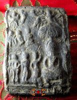 Tablette votive Bouddhiste ancienne - Bouddha et disciples. La Magie du Bouddha.