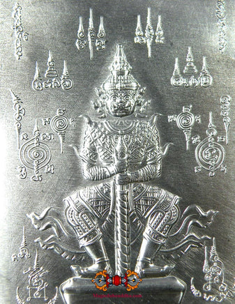 Carte yant en métal du démon gardien Tao Wessuwan - protection et fortune. La Magie du Bouddha.