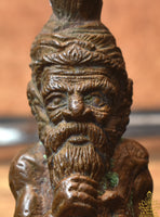 Pommeau ancien de canne en cuivre massif – Ermite Lersi sculpté à la main – Pièce unique La Magie du Bouddha.