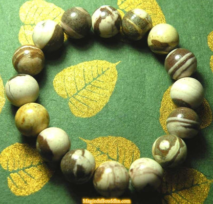 Bracelet / Mala de poignet en jaspe bicolore chocolat / crème. vendor-unknown