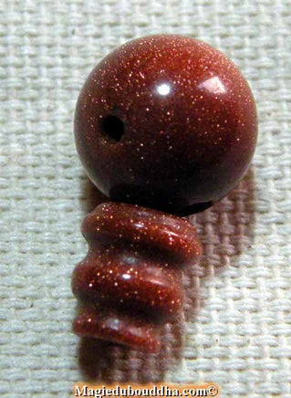 Perle de tête pour mala Tibétain en pierre de soleil "Sunstone". magiedubouddha