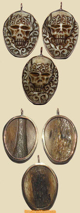 Pendentif Tibétain crane tantrique Citipati - os de yack et cuivre magiedubouddha
