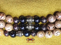 Chapelet Tibétain en graines Indian Bodhi (avec perles en cuivre, laiton et magnétite)- "graines du Bouddha" magiedubouddha
