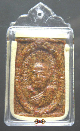 Amulette en tuiles anciennes portrait du Très Vénérable LP Sodh - Wat Paknam. La Magie du Bouddha.