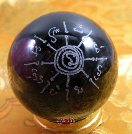 Boule de cristal noire Look Geow Samadhi bénie par Luang Phor Dooh – Protection de Phra Rahu (édition 1989, Wat Sakai) La Magie du Bouddha.