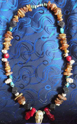 Collier de style Chamanique Tibétain avec crânes en os. magiedubouddha