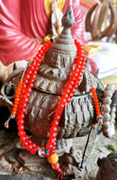 Chapelet Tibétain en verre rouge - Pour la pratique du mantra du Bouddha Amithaba. La Magie du Bouddha.