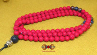 Chapelet Tibétain en perles de lave rouge - Pour la pratique du Bouddha de longue vie. magiedubouddha