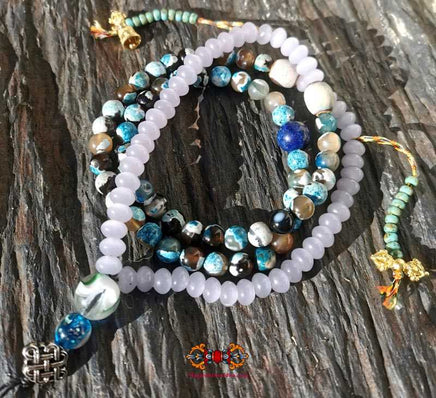Chapelet Tibétain bleu pour la pratique du Bouddha de médecine Sangye Menla. La Magie du Bouddha.