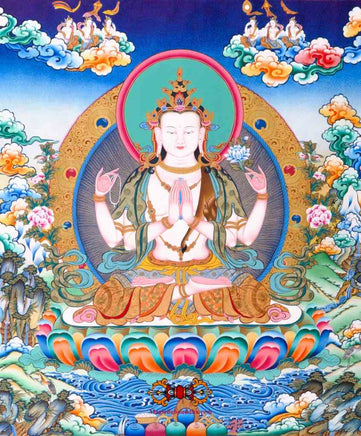 Amulette Tibétaine Sungkhor de Chenrezi Avalokiteshvara magiedubouddha
