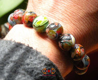 Bracelet / Mala de poignet en grosses perles de verre façon murano. magiedubouddha