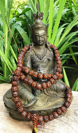 Chapelet Tibétain en petites rudraksha vieillies. La Magie du Bouddha.