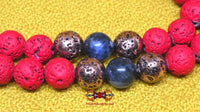 Chapelet Tibétain en perles de lave rouge - Pour la pratique du Bouddha de longue vie. magiedubouddha