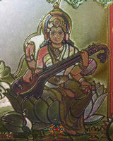 Billet magique de fortune de 100.000 roupies de Lakshmi, Ganesh et Sarasvati. La Magie du Bouddha.