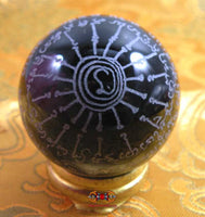 Boule de cristal noire Look Geow Samadhi bénie par Luang Phor Dooh – Protection de Phra Rahu (édition 1989, Wat Sakai) La Magie du Bouddha.