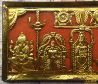 Petit cadre hindouiste vintage années 70 – Ganesha Lakshmi Sarasvati et deux déités La Magie du Bouddha.