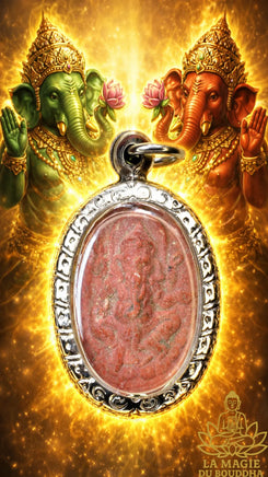 Amulette Phra Phikanet Ganesha en poudre sacrée rouge - Utthayan Phra Phikanet La Magie du Bouddha.