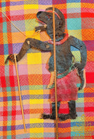 Set of 4 antique Nang Talung buffalo hide shadow puppets – Lersi, Hanuman, Yak, and Ai Theng