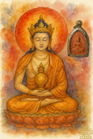 Amulette tibétaine rouge du Bouddha de Longue Vie Amithayus – Wat Thep Phuttharam