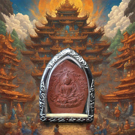 Amulette tibétaine rouge du Bouddha de Longue Vie Amithayus – Wat Thep Phuttharam