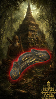 Très ancienne amulette Palat Khik double tête en bois sculpté La Magie du Bouddha.