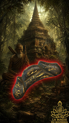 Très ancienne amulette Palat Khik double tête en bois sculpté La Magie du Bouddha.