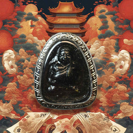 Amulette noire du Bouddha de fortune Phra Sanghajai – Luang Phor Djoy Jantasuwanno du Wat Sri-Uthumhön
