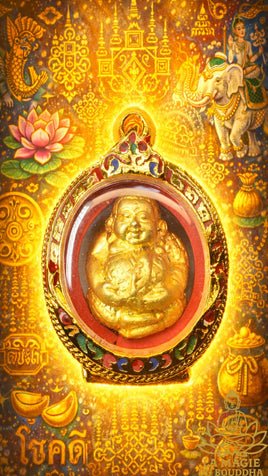 Rare amulette Look Aum Phra Sanghajai - Très Vénérable Luang Phor Poon du Wat Pailom La Magie du Bouddha.