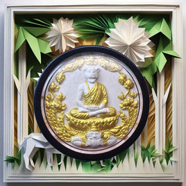 🐅 Grande amulette du dieu tigre Chao Po Suea (avec Jatukham Rammathep au dos) – Wat Krathum Suea Pla, 2007
