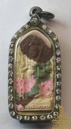 Amulette multicolore Phra Siwali Mahālap - Phra Ajarn Daeng du Wat Pom Ramanyan La Magie du Bouddha.