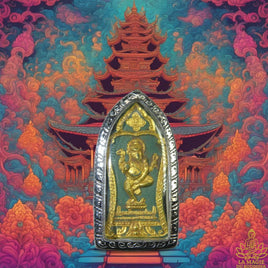 Amulette Phra Pikanet vert et or – Vénérable Luang Phor Samyot.