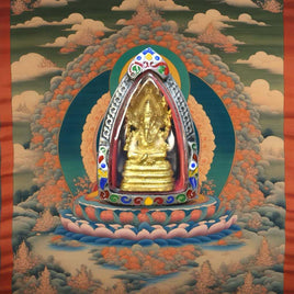 Amulette dorée de Phra Pikanet sous le roi des Nâgas – Vénérable Lersi Po Kassem La Magie du Bouddha.